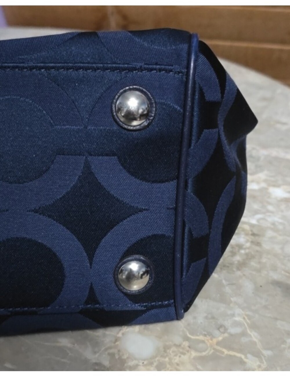 Coach Navy Taylor Op Blue Sateen Satchel - Picture 3 of 9